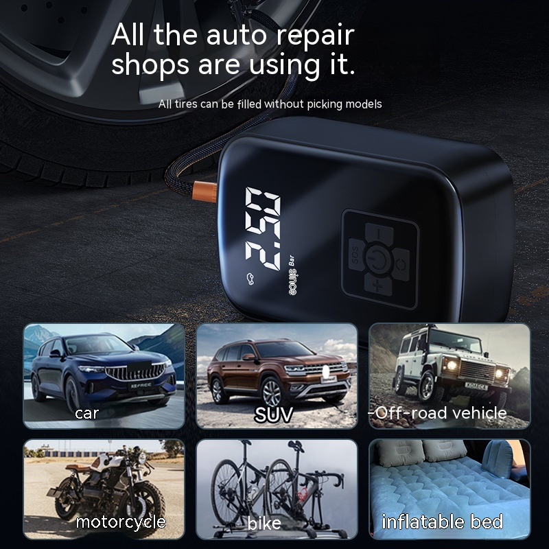 Instrumento Portátil Inalámbrico para Inflado de Aire en Coches