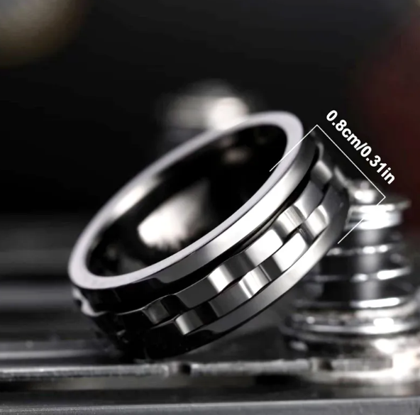 Anillo Fidget Giratorio de Acero Inoxidable para Hombres