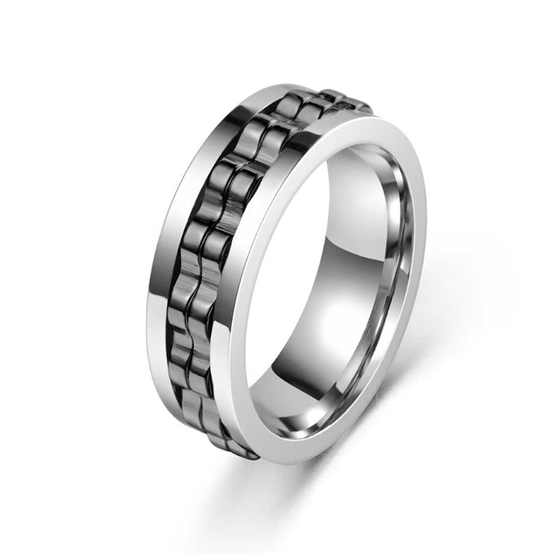Anillo Fidget Giratorio de Acero Inoxidable para Hombres