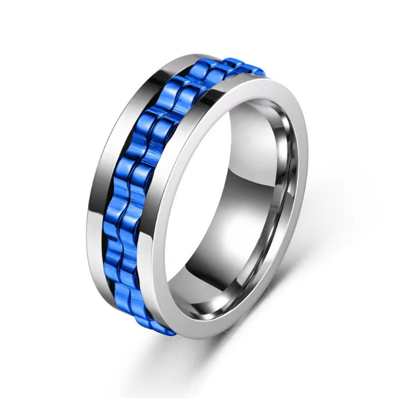 Anillo Fidget Giratorio de Acero Inoxidable para Hombres