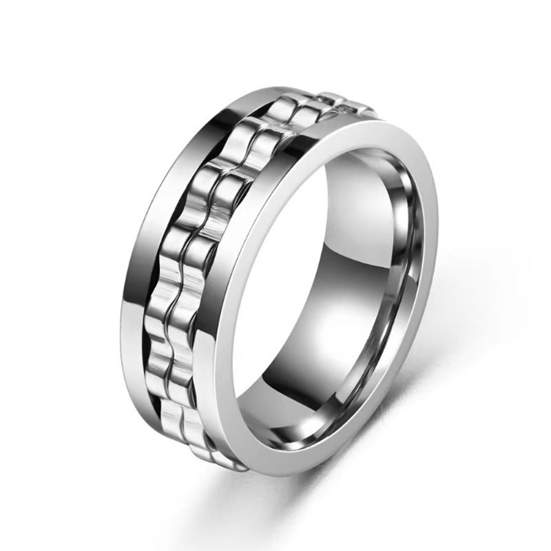 Anillo Fidget Giratorio de Acero Inoxidable para Hombres