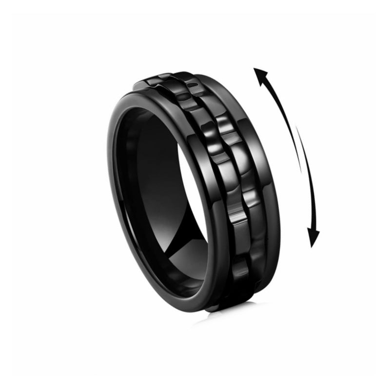 Anillo Fidget Giratorio de Acero Inoxidable para Hombres