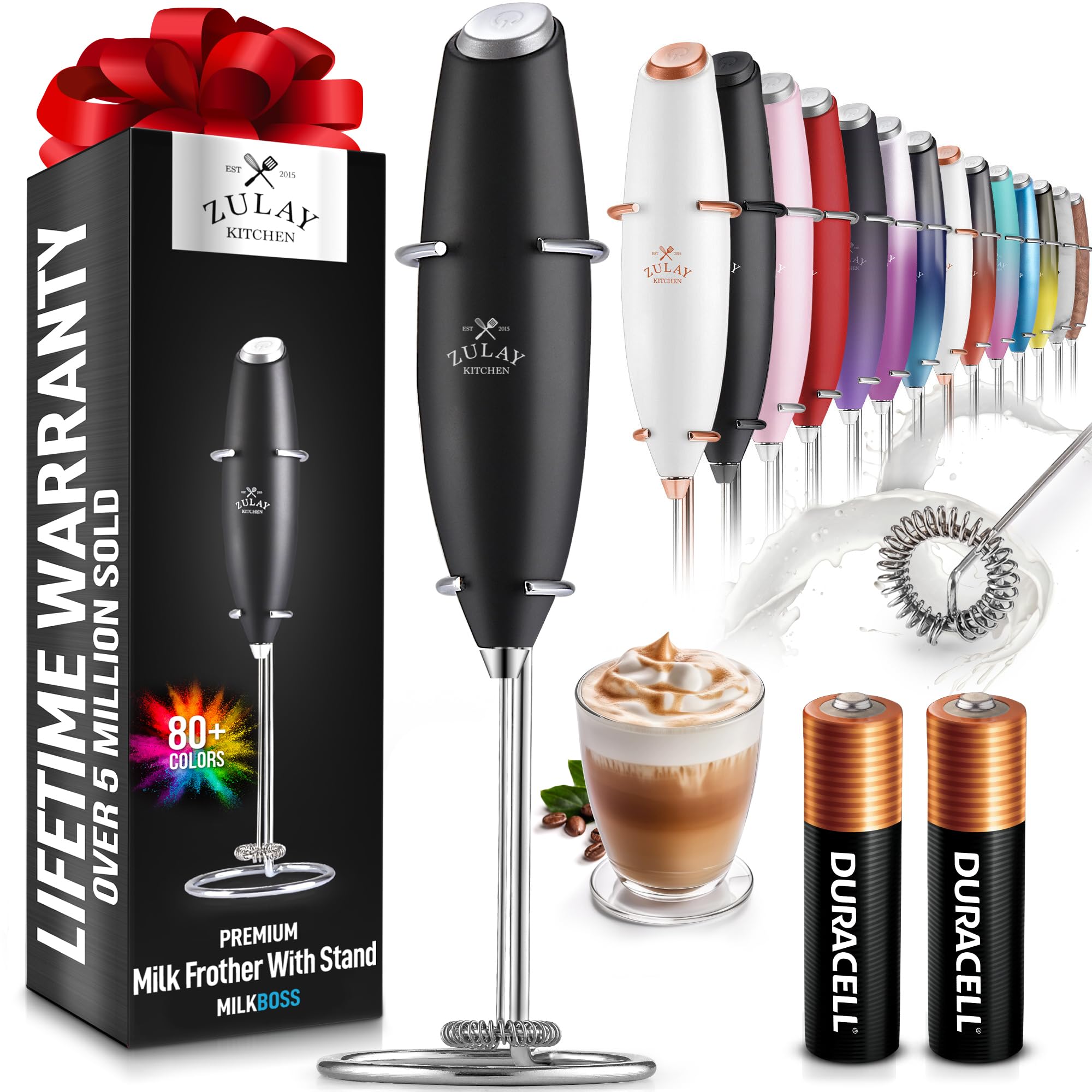Zulay Kitchen QuickWhip Milk Frother - Includes 2 Batteries